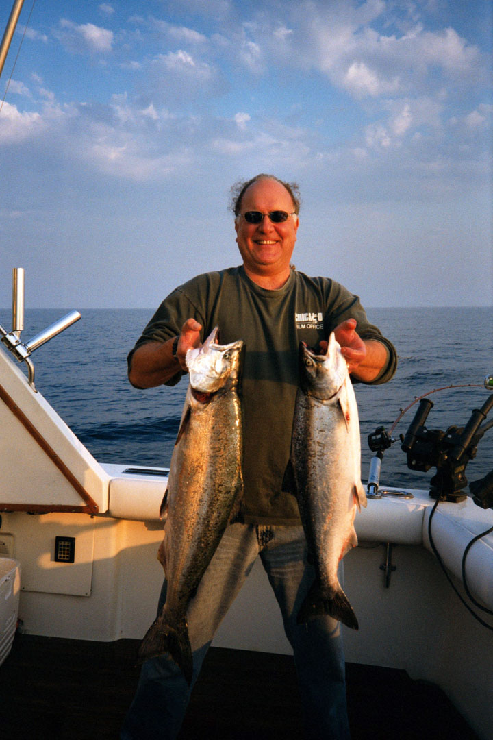 Two big Salmon caught in Lake Michigan.